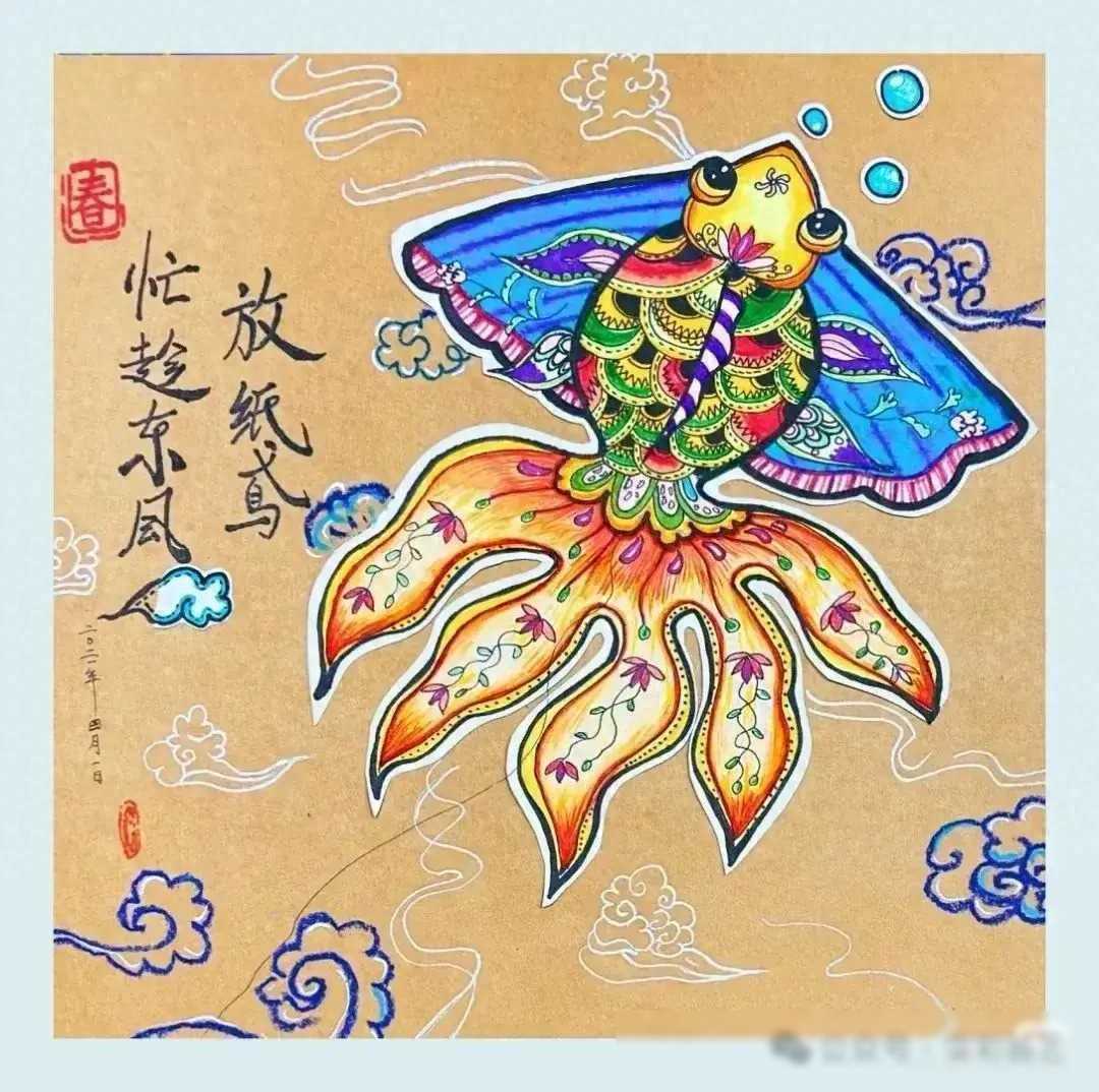 38张纸鸢创意儿童画，纸鸢绘画系列，满满儿时回忆，创意值得收