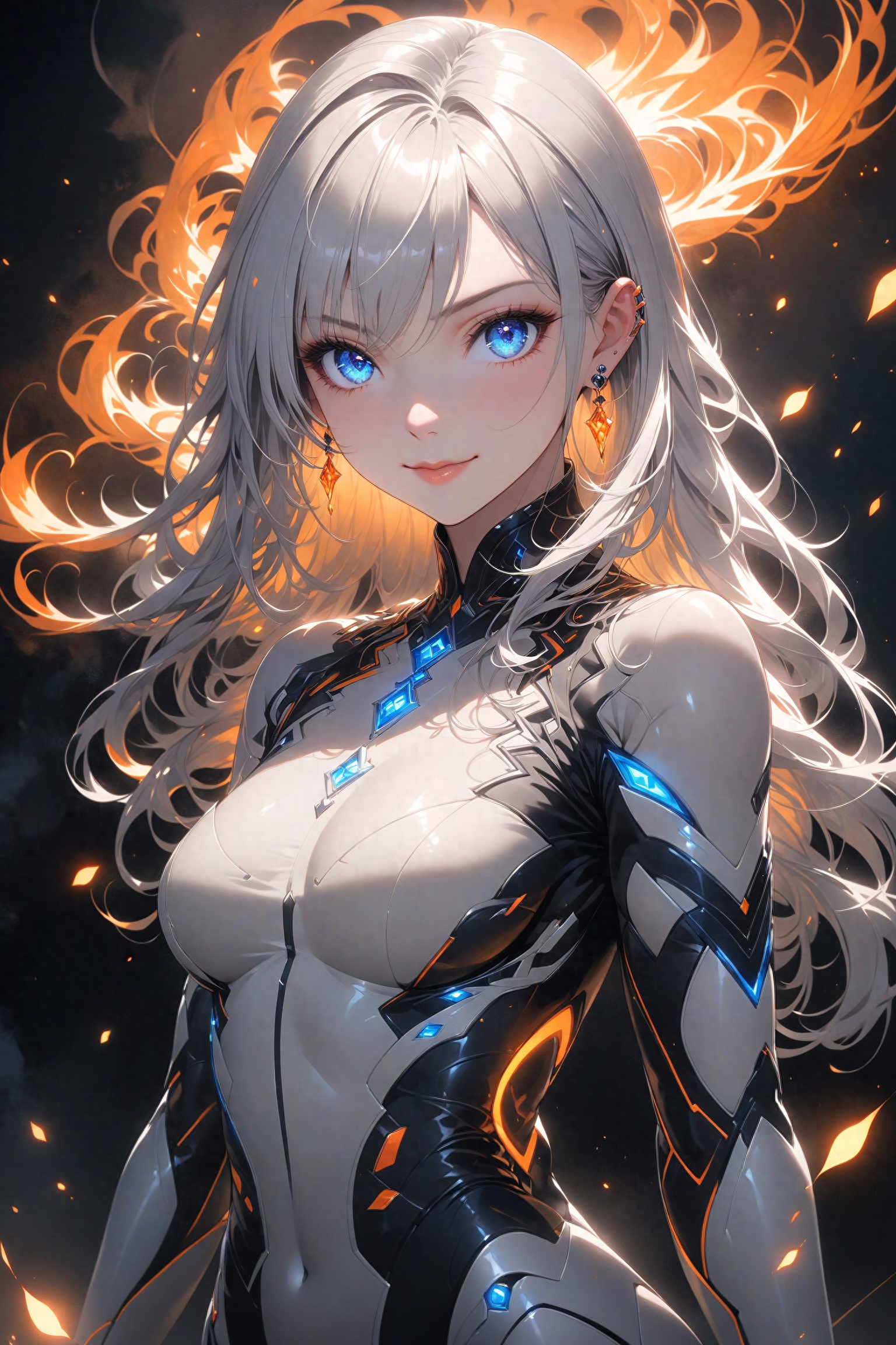 蓝眸火舞，暗夜之魅|精美壁纸|AI绘画|Stable Diffusion