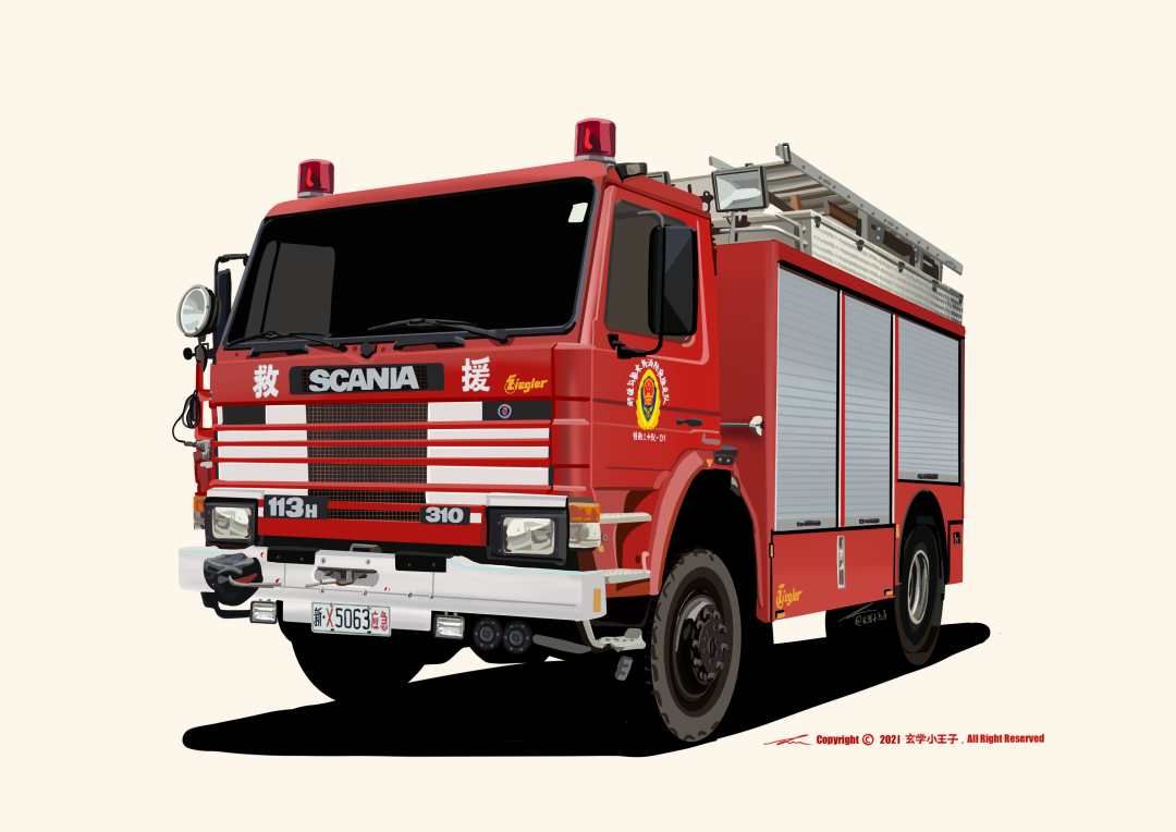 今天！我们用一组消防车绘画来迎接新年