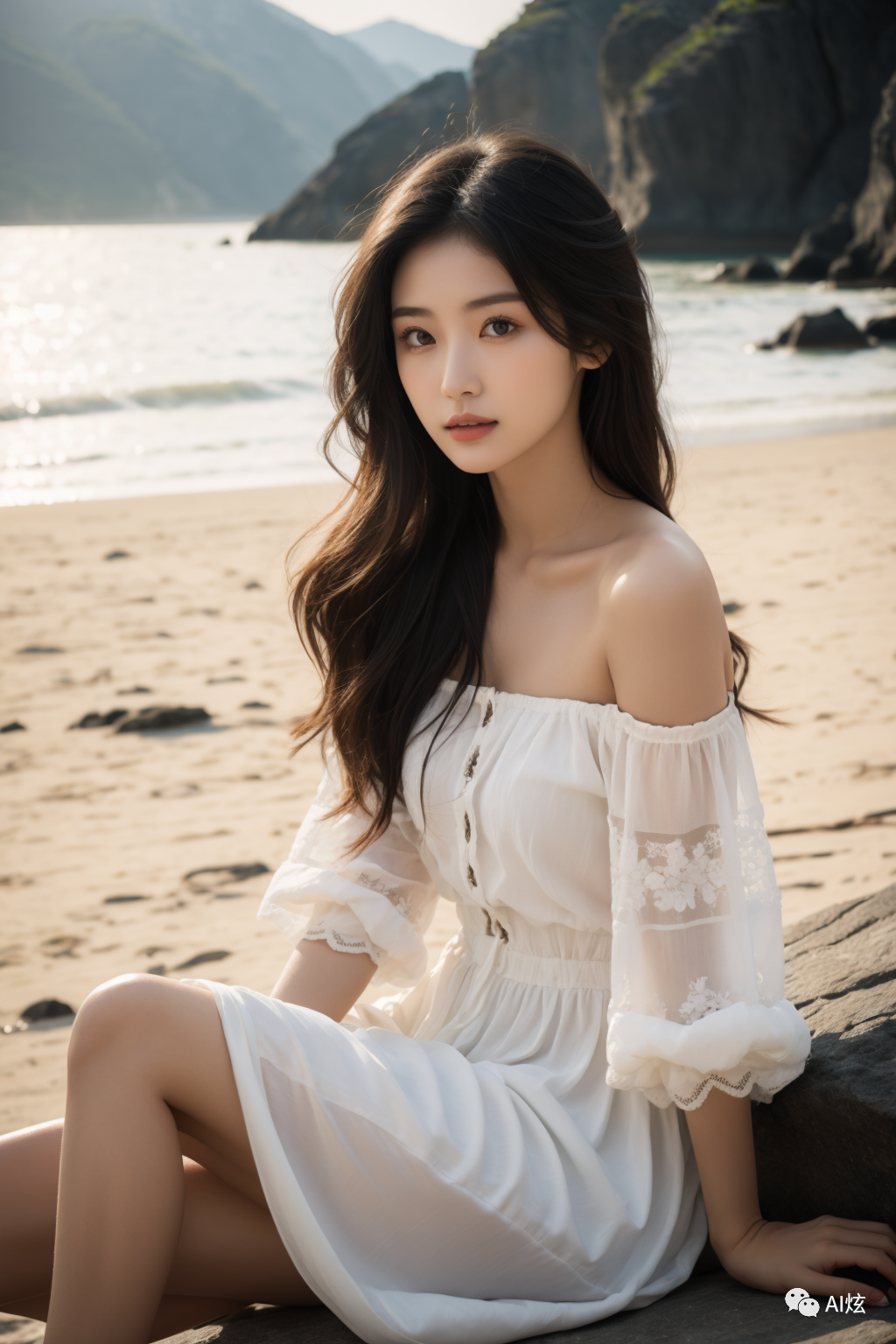 AI写真 | 梦幻美少女的海岸风情