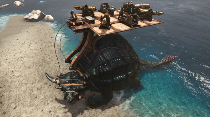 海上的军事基地，海盗游戏《ATLAS》乘骑大乌龟可进行海战